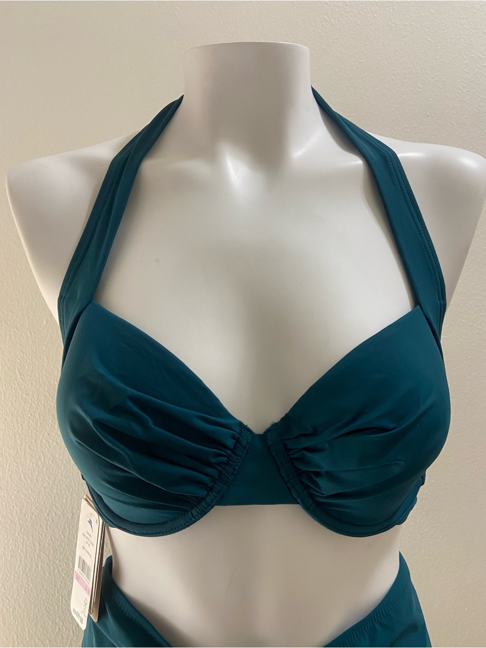 NWT - Tommy Bahama Pearl Bikini Top Underwire Vintage Style Emerald Green 34D